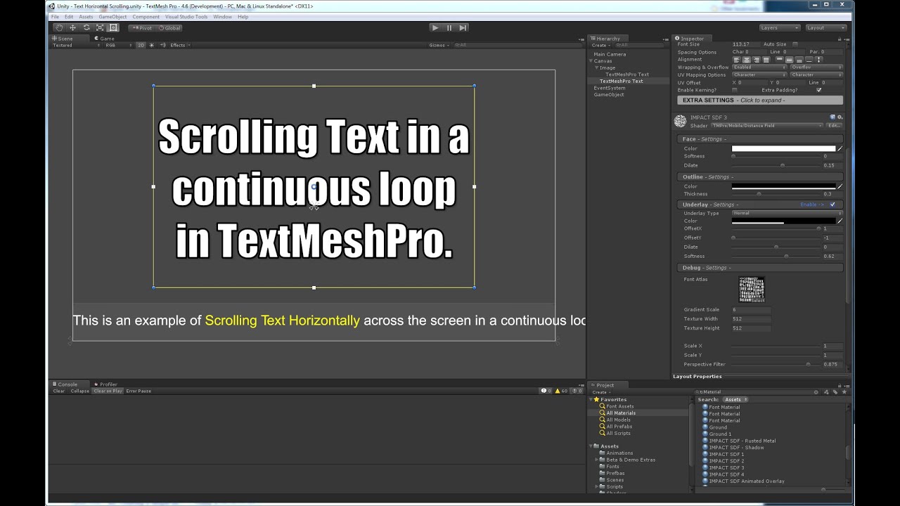 TextMesh Pro - Scrolling Text in a Continuous Loop