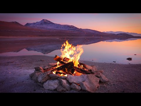 LIVE- GREAT SALT LAKE CAMPFIRE - Virtual Fireplace Video with Nature Sounds for Meditation