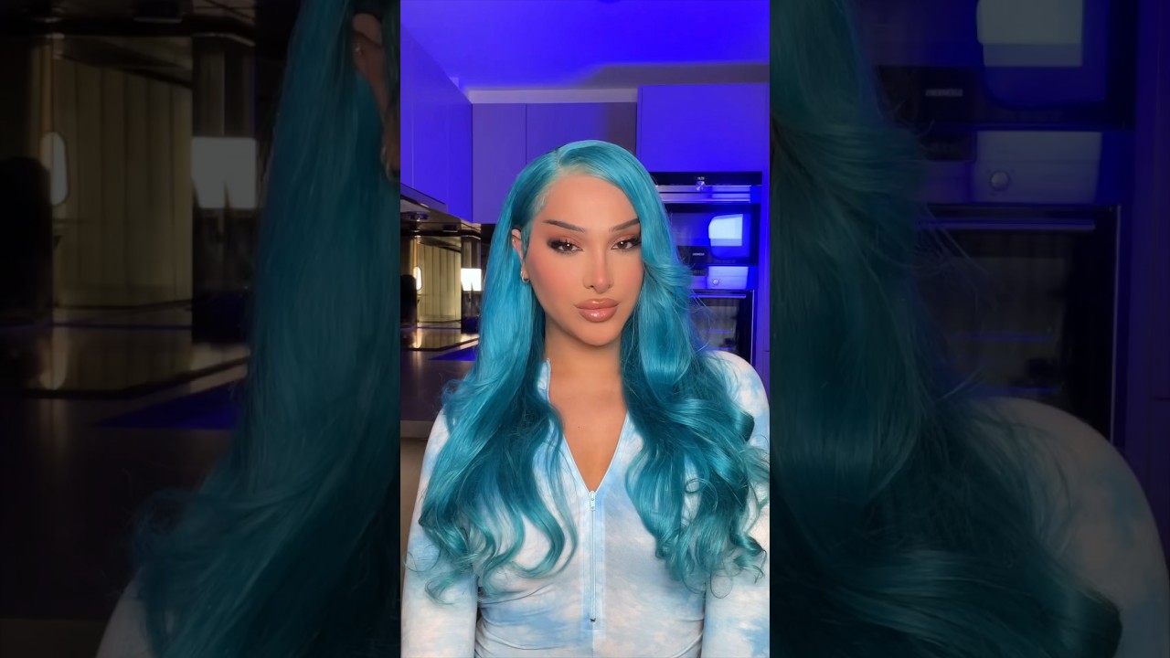I tried blue hair 💙🩵 Happy Pride Month besties!! #transandproud #haircoloring #wigtutorial