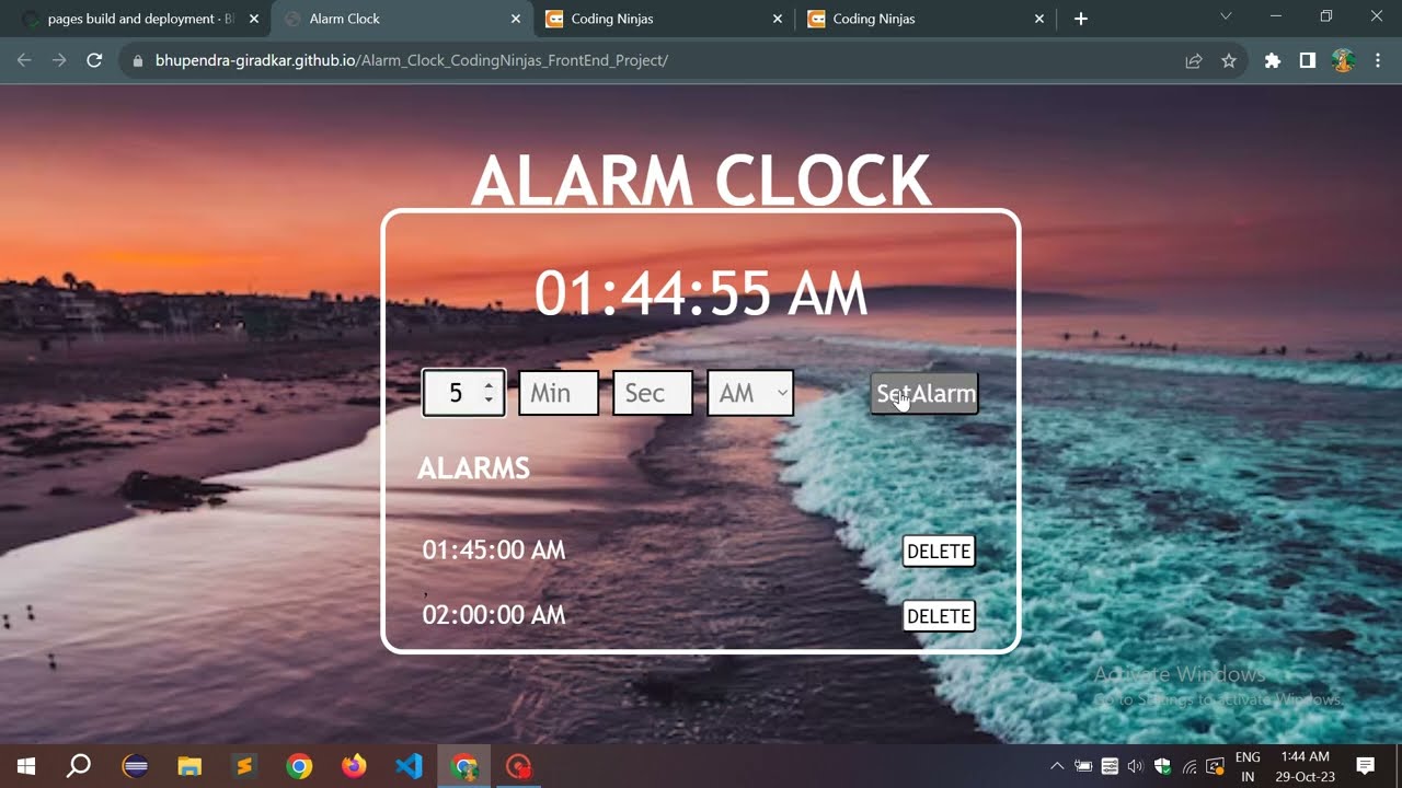 Alarm Clock FrontEnd Project CodingNinjas