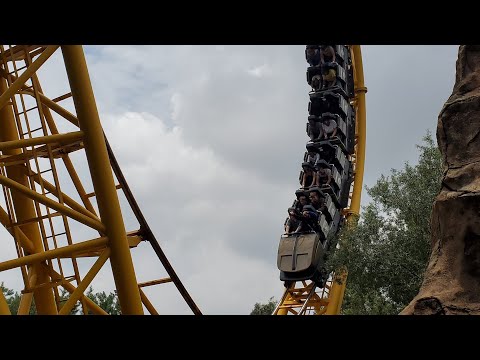 Golden Loop front seat ride with data overlay at Gold Reef City Theme Park