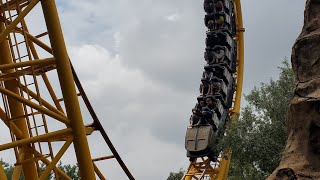 Golden Loop front seat ride with data overlay at Gold Reef City Theme Park