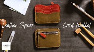 How To Make A Leather Card Holder With Zipper Pocket / Leather Craft Pattern