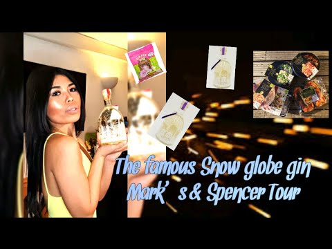 Salão de alimentação Marks and Spencer. Apresentando o incrível e vendável gin m&s snow Globe.