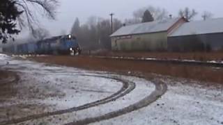 preview picture of video 'Amberg, Wisconsin - Box Car and Lumber Train'