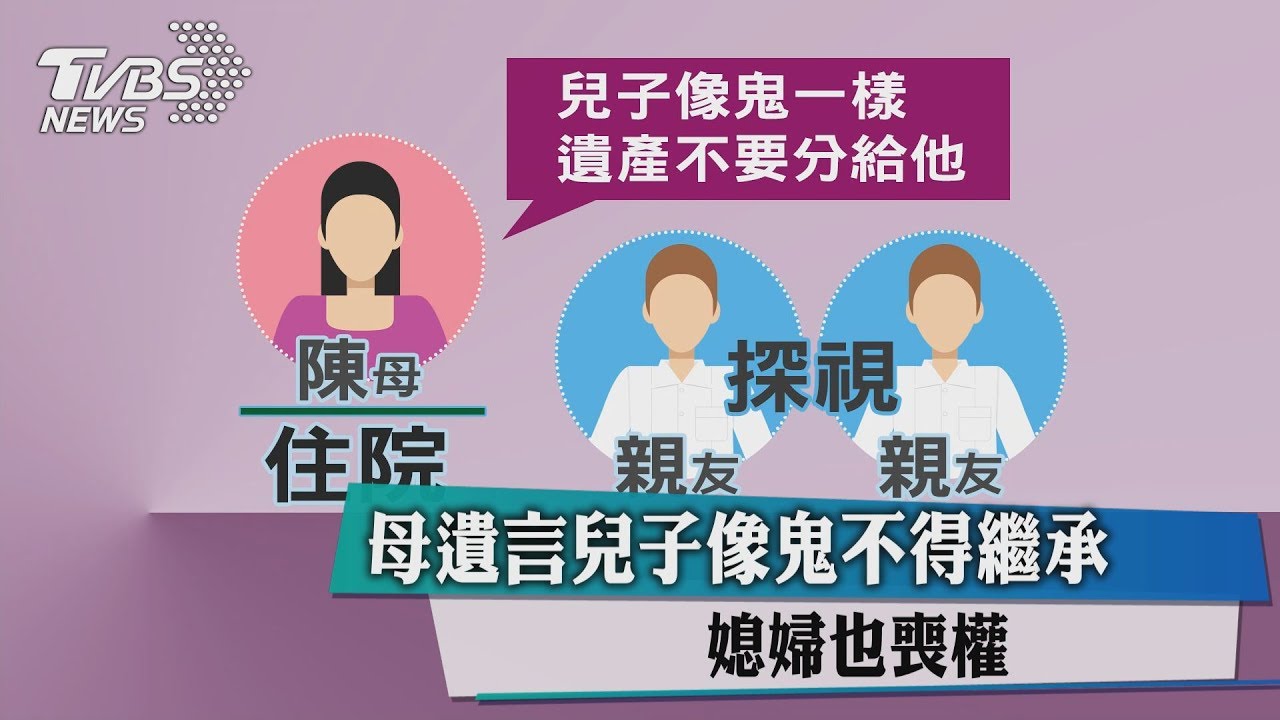 母遺言兒子像鬼不得繼承 媳婦也喪權