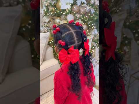 Easy Christmas Hair Idea 🎄 #christmas #hairstyle #hairstyleforgirl #momlife #tutorial #diy #viral