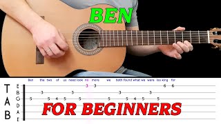 BEN | Easy guitar melody lesson for BEGINNERS (with tabs) - Michael Jackson