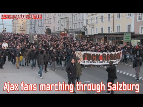 Ajax fans marching through Salzburg
