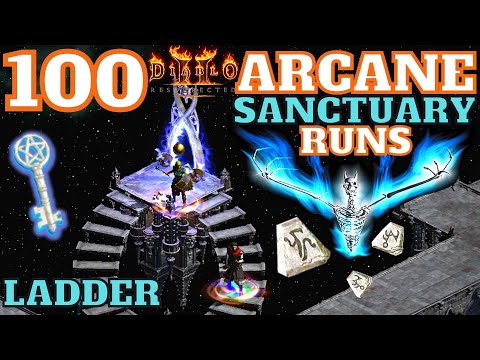 Diablo 2 Resurrected - 100 Ladder Arcane Sanctuary Runs Drop Highlights