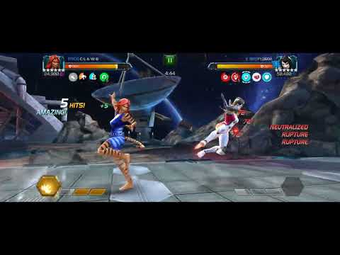 MCOC AW R4 Tigra vs. R4 Omega sentinel mini boss