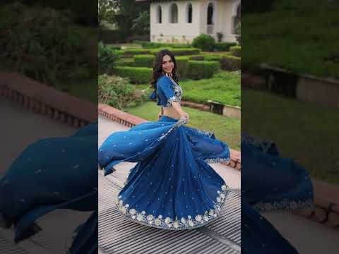 Blue Vichitra Silk Heavy Sequins & Thread Embroidered Lehenga Set with Unstitched Blouse & Designer Dupatta – Full-Stitched Lehenga