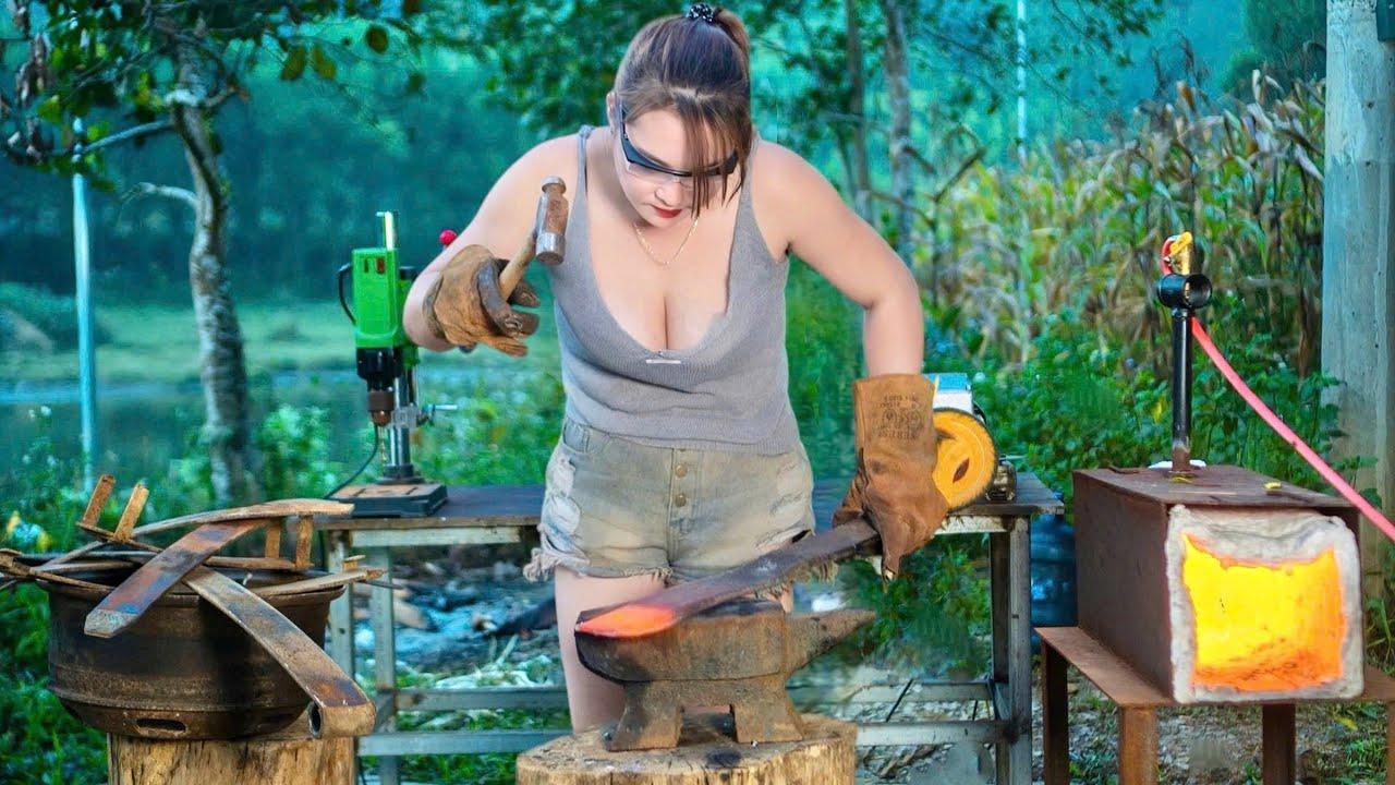 Make super beautiful and sharp jungle knives from truck leaf springs DIY