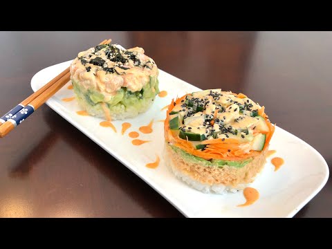 SPICY SALMON AND SPICY SHRIMP STACKS