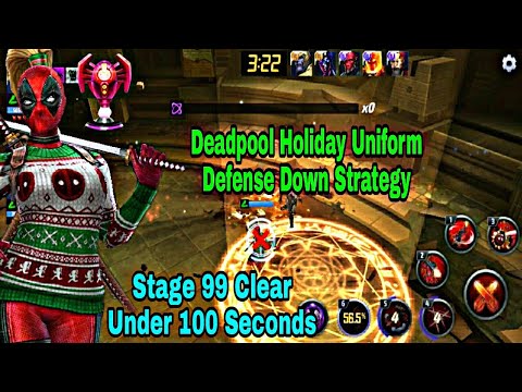 Proxima Stage 99 Clear with Deadpool Holiday Uniform under 100 Seconds - Marvel Future Fight