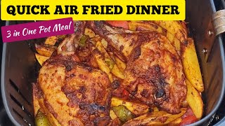 Air Fryer Chicken Legs and Potatoes Dinner Recipe. Easy One Pot Air Fried Recipes