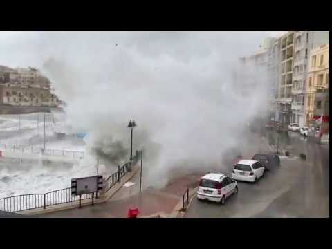 Huge storm waves in Malta -- April 2019