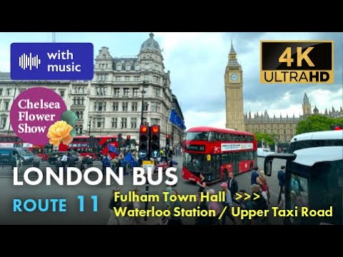 London Bus Ride, Route11, Double Decker, 4K Virtual Tour.