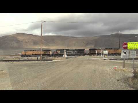 Union Pacific Railroad locomotives #5622, 6403 (SP Patch) & 6884 switch Elko, Nv yard 9/26/13