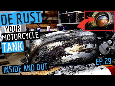 How To Remove Rust From A Honda CB750 ★Cafe Racer Motorcycle Tank Inside and Out - EP. 29