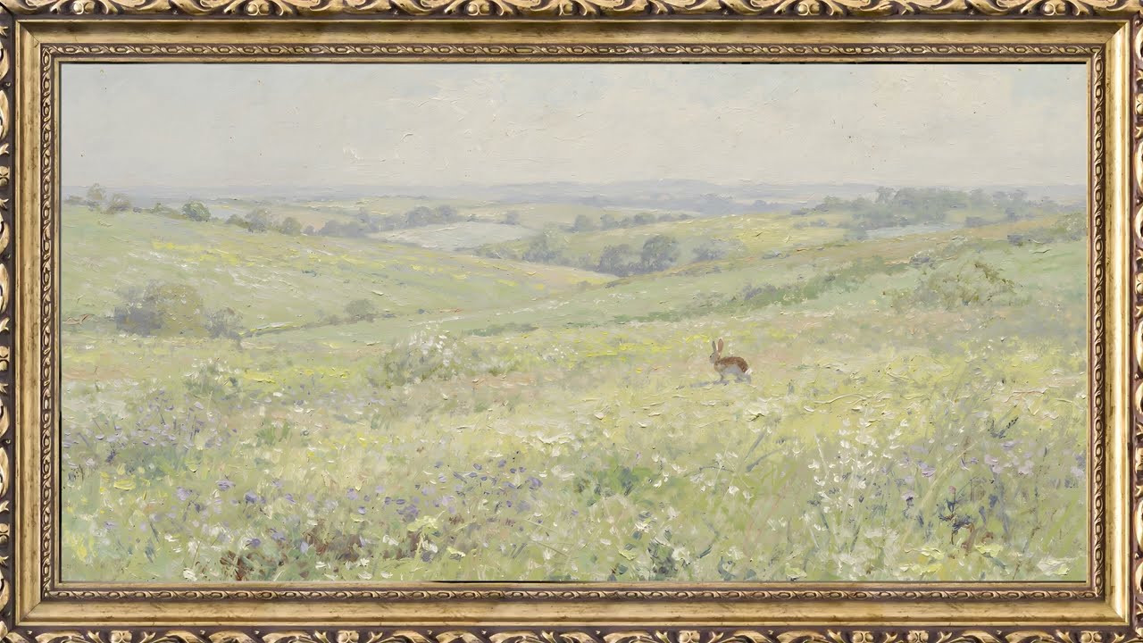 Gold Frame TV Art 4K | Easter Bunny Spring Landscape Screensaver — 4K ambient art screensaver in baroque gold frame