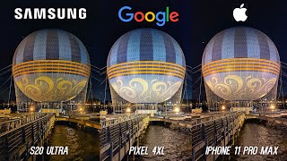 Samsung Galaxy S20 Ultra vs Apple iPhone 11 Pro Max vs Google Pixel 4 XL Low Light Comparison!