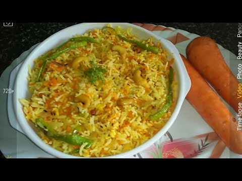 Simple Carrot Rice / How to Make Carrot Rice for lunchbox in Kannada /Carrot Rice For Breakfast Video