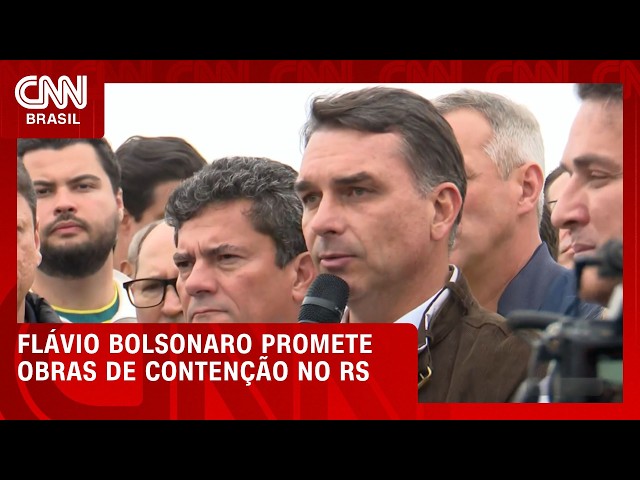 Flávio Bolsonaro promete obras de contenção em agenda no RS | HORA H