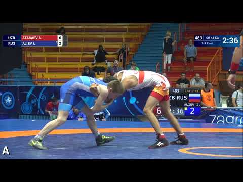 1/4 GR - 48 kg: A. ATABAEV (UZB) v. I. ALIEV (RUS)