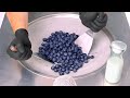 Blueberry Ice Cream Rolls A Different Way Of Making Ice Cream With Blueberries ASMR NO TALKING