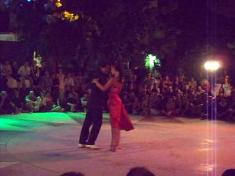  Adrian Veredice  and  Alejandra Hobert  are  dancing  to  a  nontraditional song  at  Sitges International Tango Festival  in  2009
