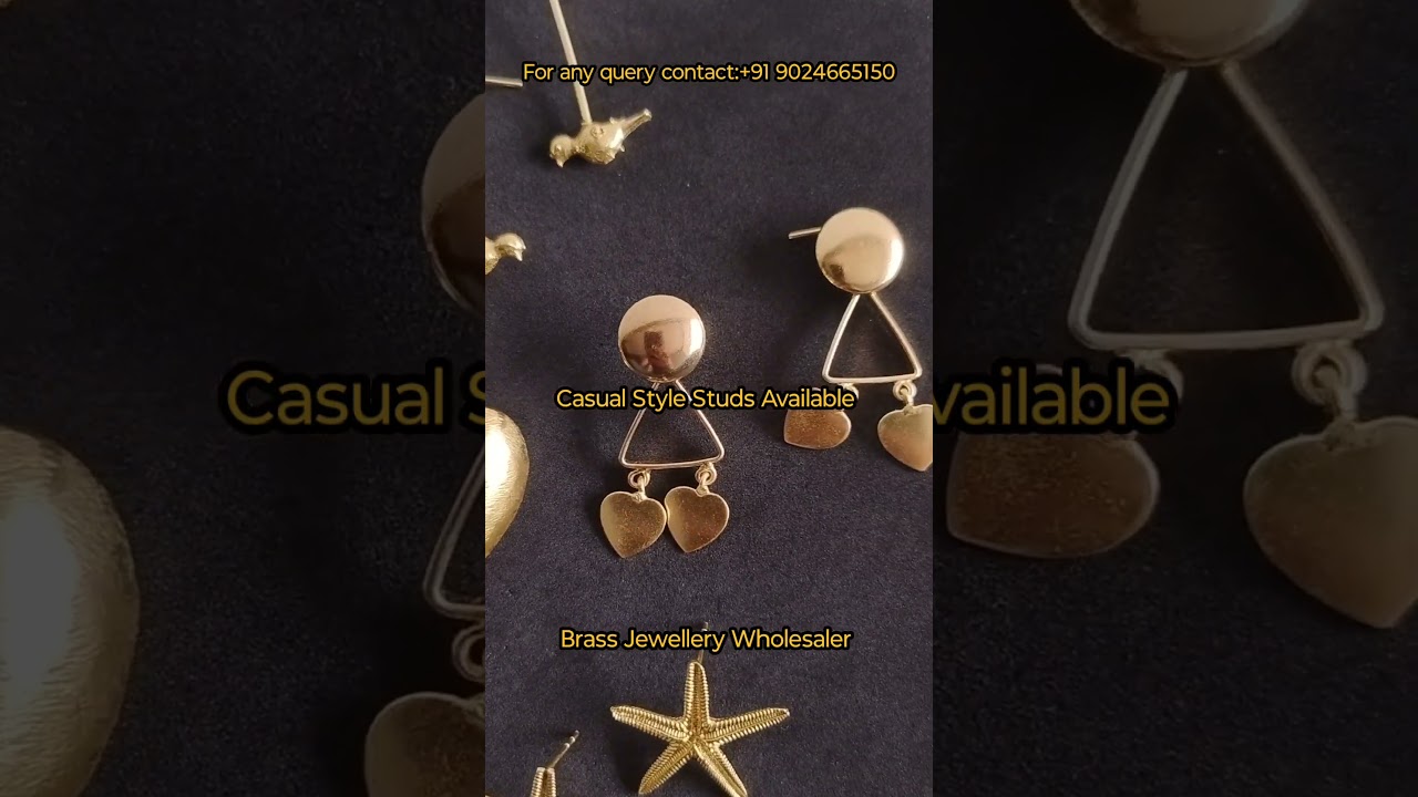 Gold-plated Minimalist Studs 🤩| Brass Jewellery Wholesaler Jaipur ✅| #jewellery #wholesale #earring