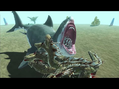 ARBS Mutant Megalodon VS Mosasaurus,Dragon,Mutant Shark, Hydra-Animal Revolt Battle Simulator | ARBS