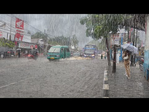 super Heavy rain floods my village | very heavy and cold | fell asleep to the sound of heavy rain