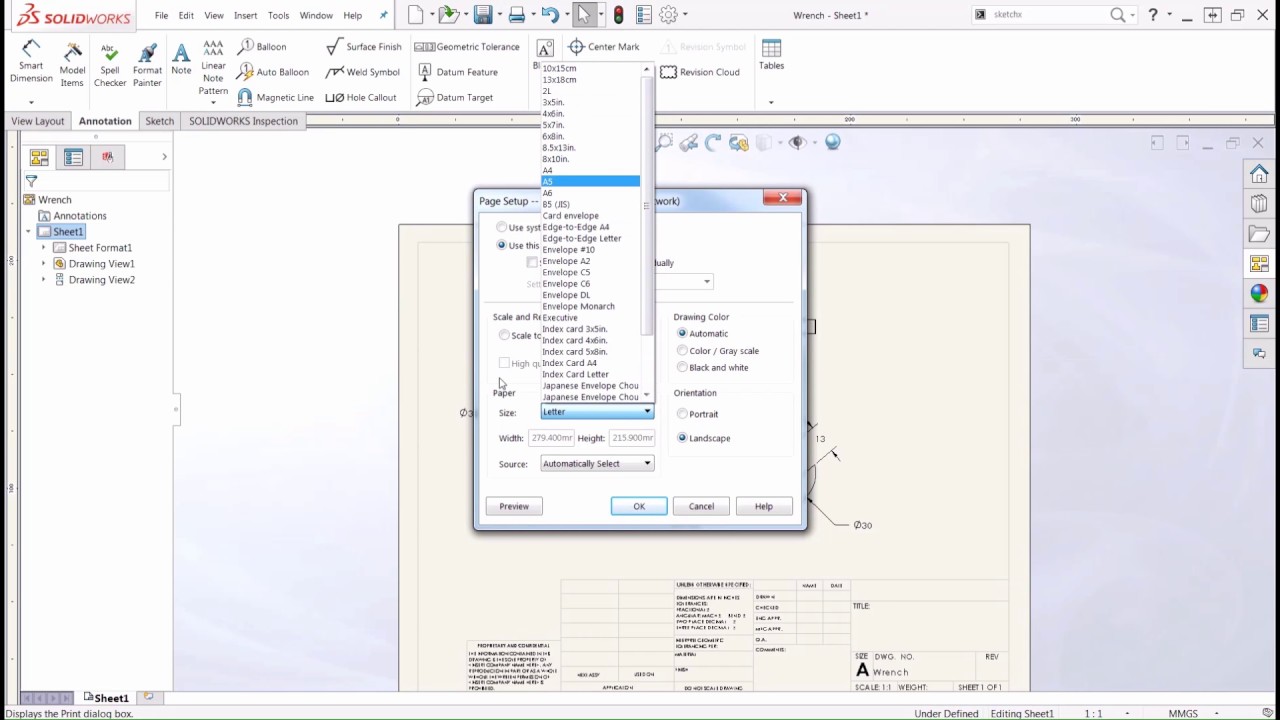 SOLIDWORKS: Print Scale Drawing