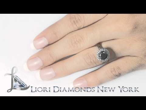 BDR-185 - 1.96 Carat Certified Natural Black Diamond Engagement Ring 14k black Gold