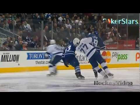 Joffrey Lupul hit to the head on Victor Hedman . Mar 20, 2013