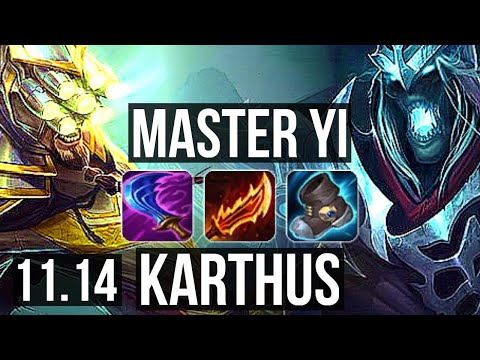 MASTER YI vs KARTHUS (JUNGLE) | Penta, 11 solo kills, Rank 8 Yi, 22/4/5 | BR Grandmaster | v11.14