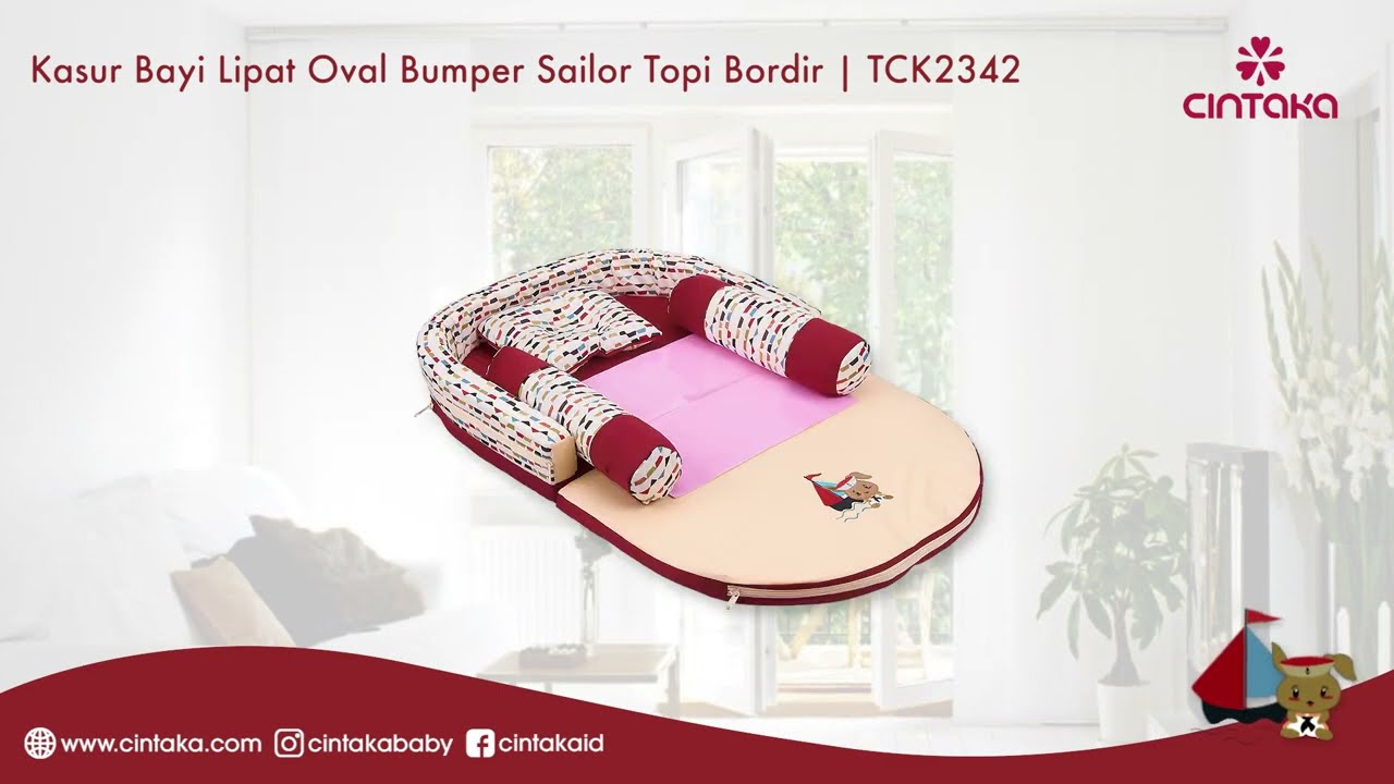 Kasur Bayi Lipat Oval Bumper Topi Bordir Sailor Series