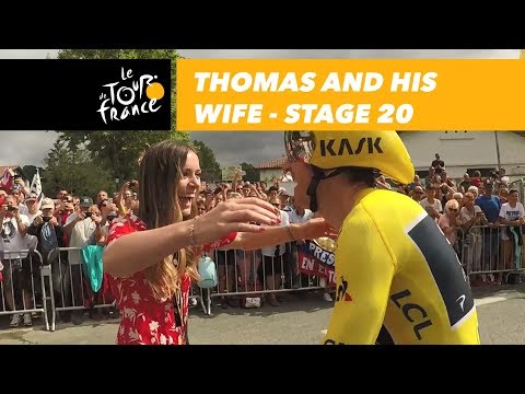Geraint Thomas meets his wife at the finish - Stage 20 - Tour de France 2018