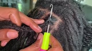 Easy way to interlock locs with a crochet needle