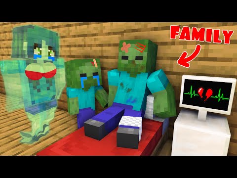 Monster School : R.I.P Zombie Father and Sad Zombie Family - Sad Story - Minecraft Animation