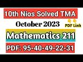 Nios Maths Tma Solution 2022 23 Maths Tma Solved 2023 Nios TMA Assignment October 2023 Hindi Medium