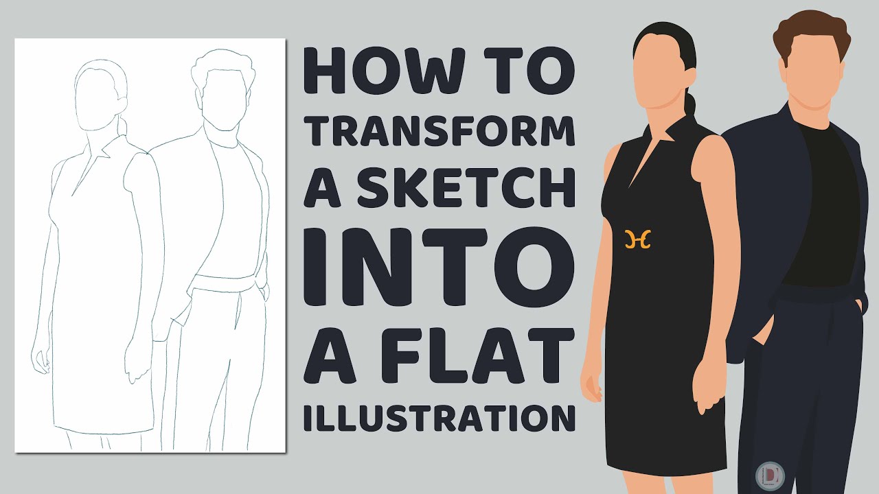 How to Transform a Sketch Into a Flat Illustration in Adobe Illustrator | Character Design Tutorial