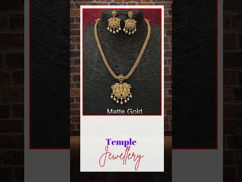 Temple Jewelry Matte Gold Polish Party Wear Beautiful Fancy Style Temple Pendant Set
