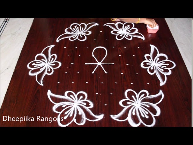 Muggulu rangoli design lotus flower by dheepiika rangolis