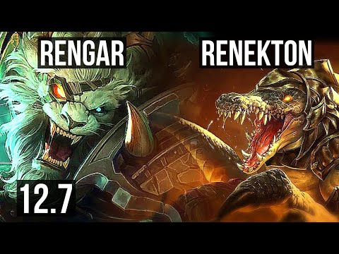 RENGAR vs RENEKTON (TOP) | 12/0/4, 2.9M mastery, Legendary, 1100+ games | KR Master | 12.7