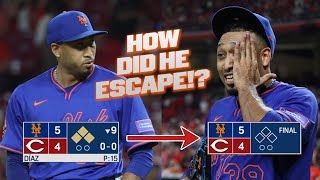 WILD FINISH! Edwin Díaz escapes a bases loaded jam with a HUGE assist from Luisangel Acuña! 🪄