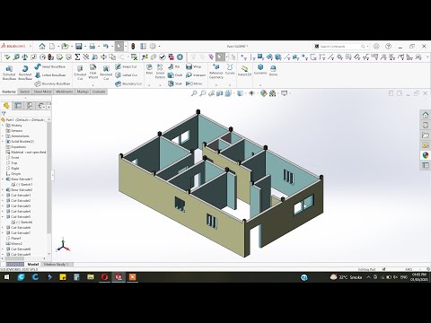 ☑️Solidworks house plan design tutorial | Architecture design | Solidworks Tutorial