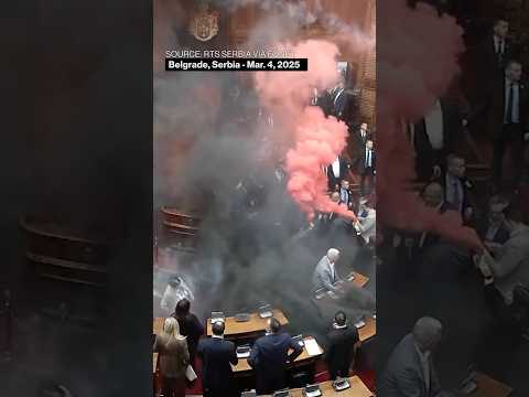 Smoke bombs and flares used in Serbian parliament #politics #shorts